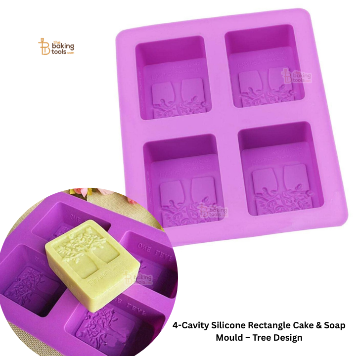 4-Cavity Silicone Rectangle Cake & Soap Mould – Tree Design
