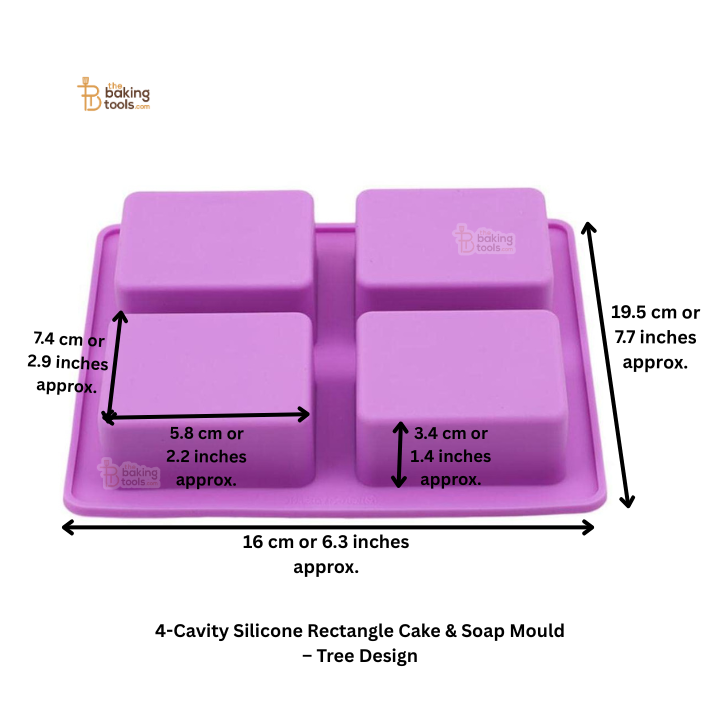 4-Cavity Silicone Rectangle Cake & Soap Mould – Tree Design