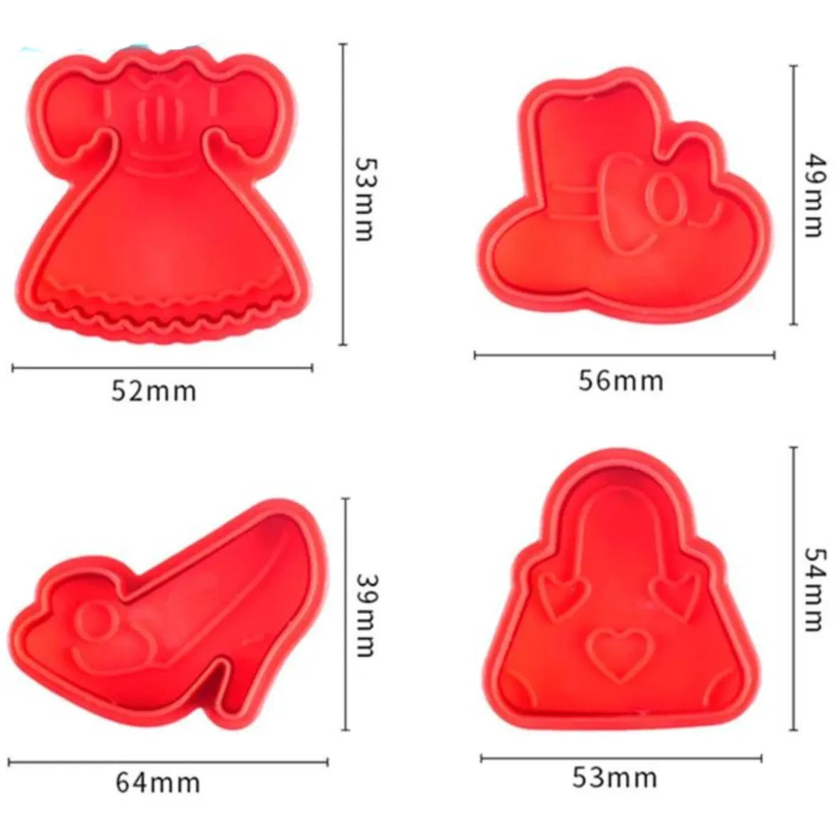 4 PCs Girl Dress Plunger Cutter - thebakingtools.com