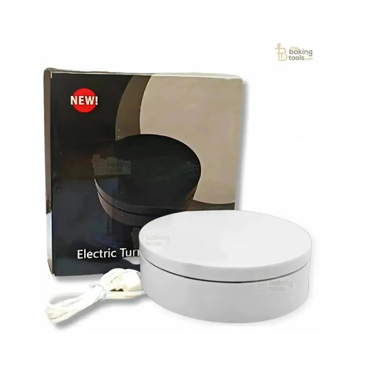 4.7 Inch (12 cm) 360 Degree White Electric Rotating Turntable - thebakingtools.com