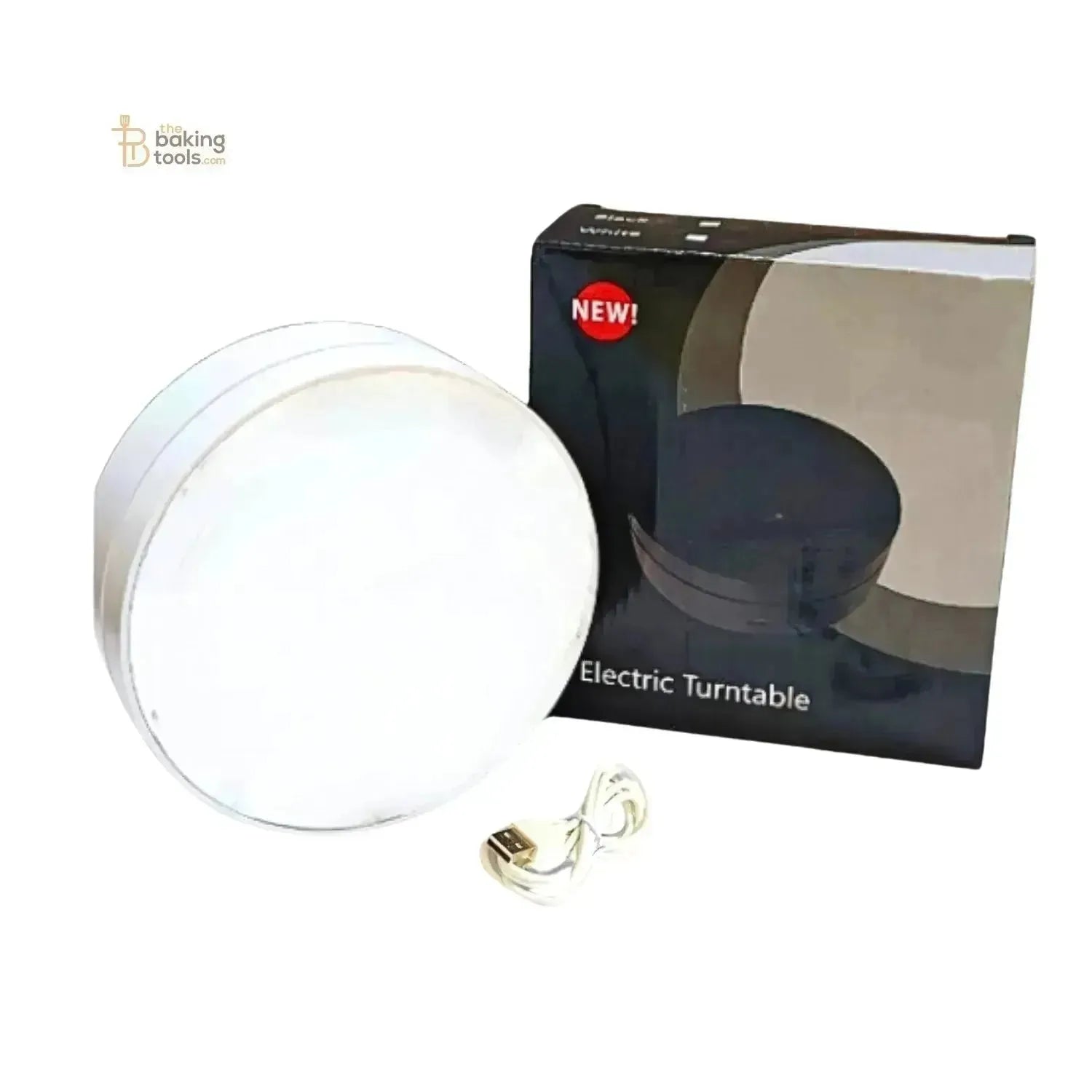 4.7 Inch (12 cm) 360 Degree White Electric Rotating Turntable - thebakingtools.com