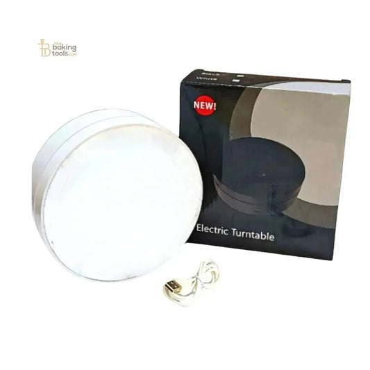 4.7 Inch (12 cm) 360 Degree White Electric Rotating Turntable - thebakingtools.com