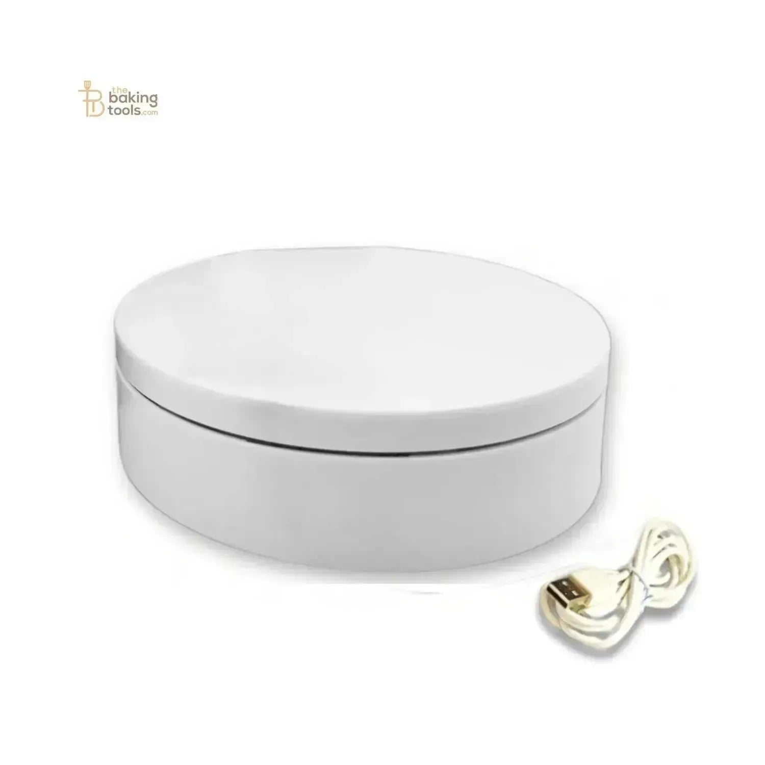 4.7 Inch (12 cm) 360 Degree White Electric Rotating Turntable - thebakingtools.com