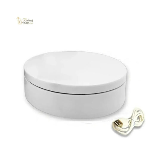 4.7 Inch (12 cm) 360 Degree White Electric Rotating Turntable - thebakingtools.com