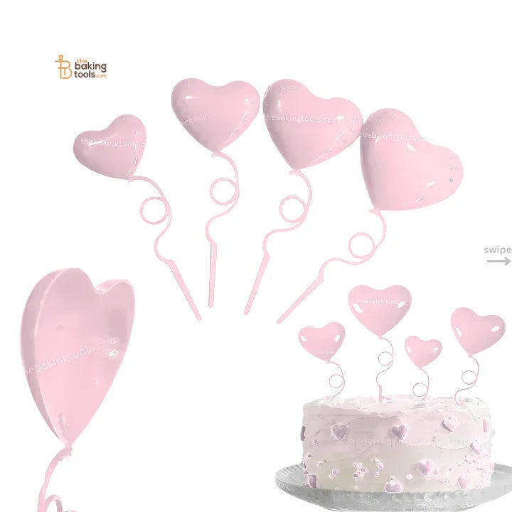 4 Pcs Pink Heart Shape Spring Cake Topper Valentine's Cake Topper