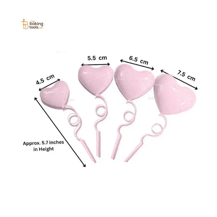 4 Pcs Pink Heart Shape Spring Cake Topper Valentine's Cake Topper