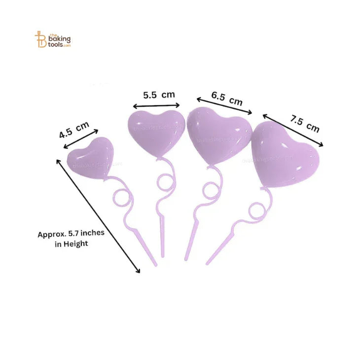 4 Pcs Purple Heart Shape Spring Cake Topper Valentine's Cake Topper
