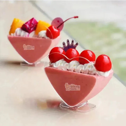 Plastic Heart Shape Stand Cup | Dessert Mousse Cup | Pack Of 10 ( No Damage Claim) - thebakingtools.com