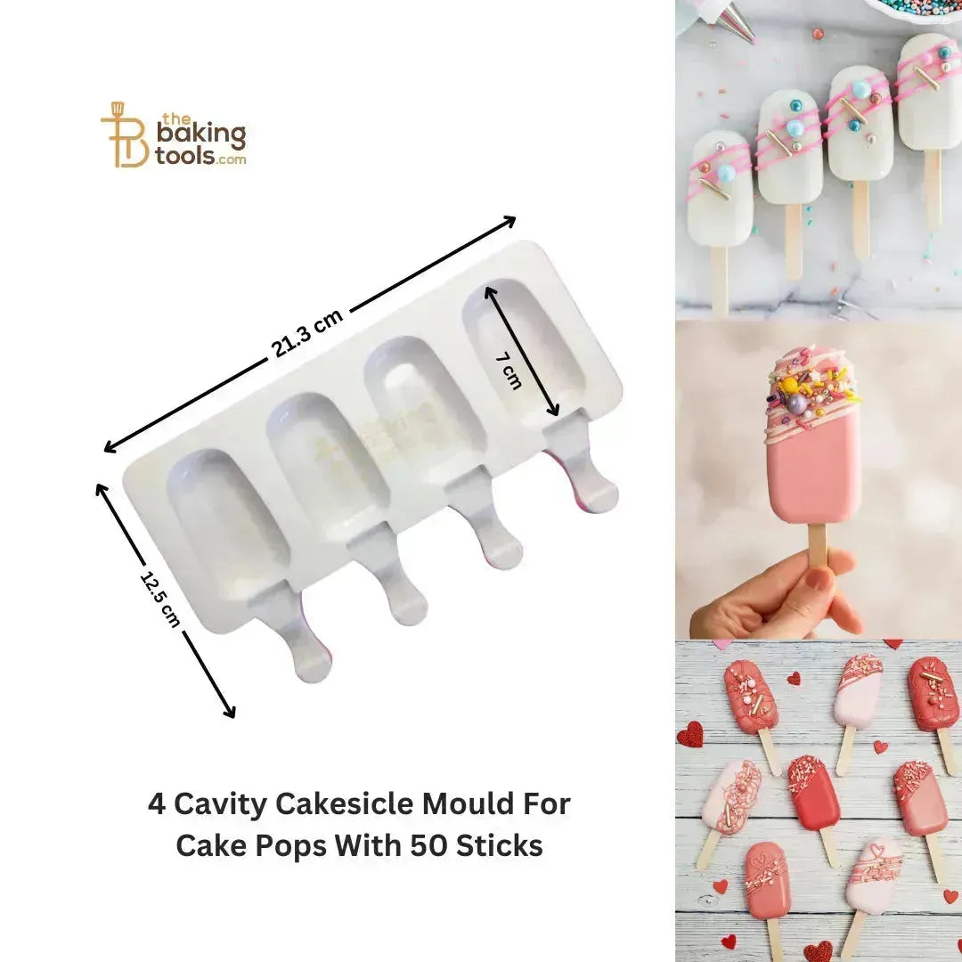 4 Cavity Cakesicle Mould | Cake Pop Mould | Icecream Cakesicle Moulds - thebakingtools.com