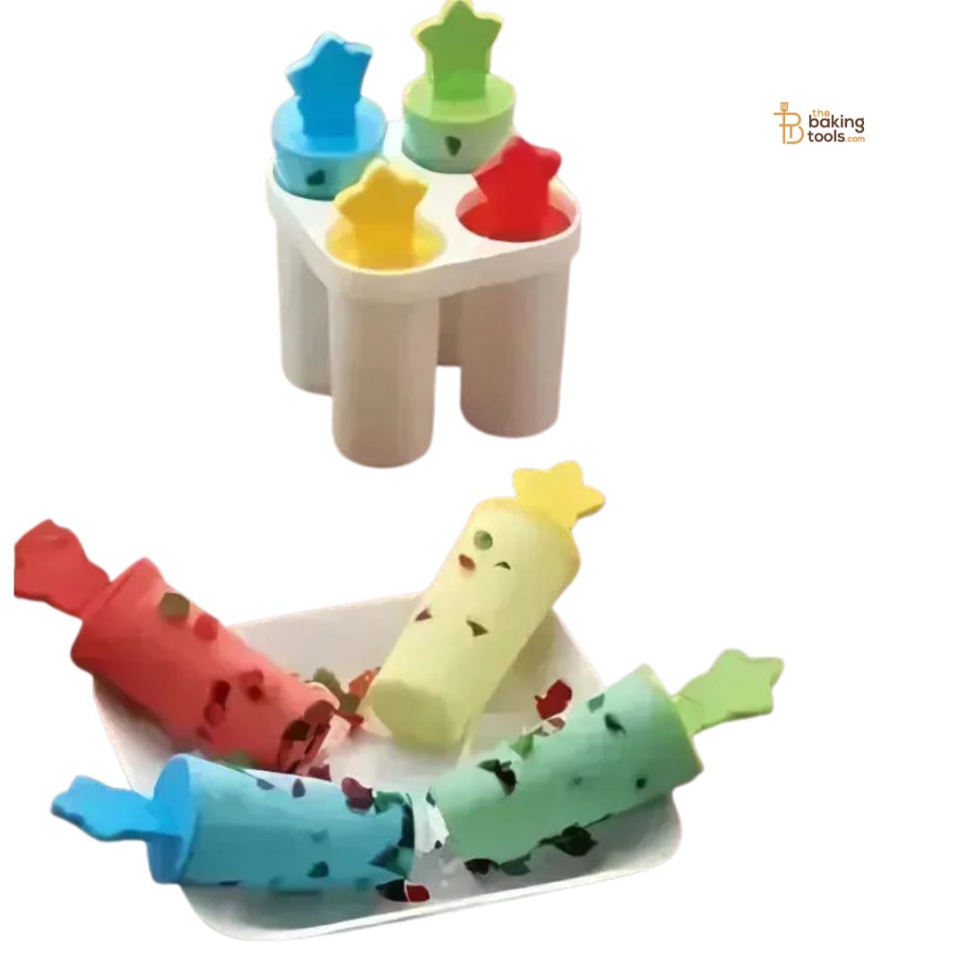 Make 4 popsicle, kulfies, ice candies or ice cream Maker Mould