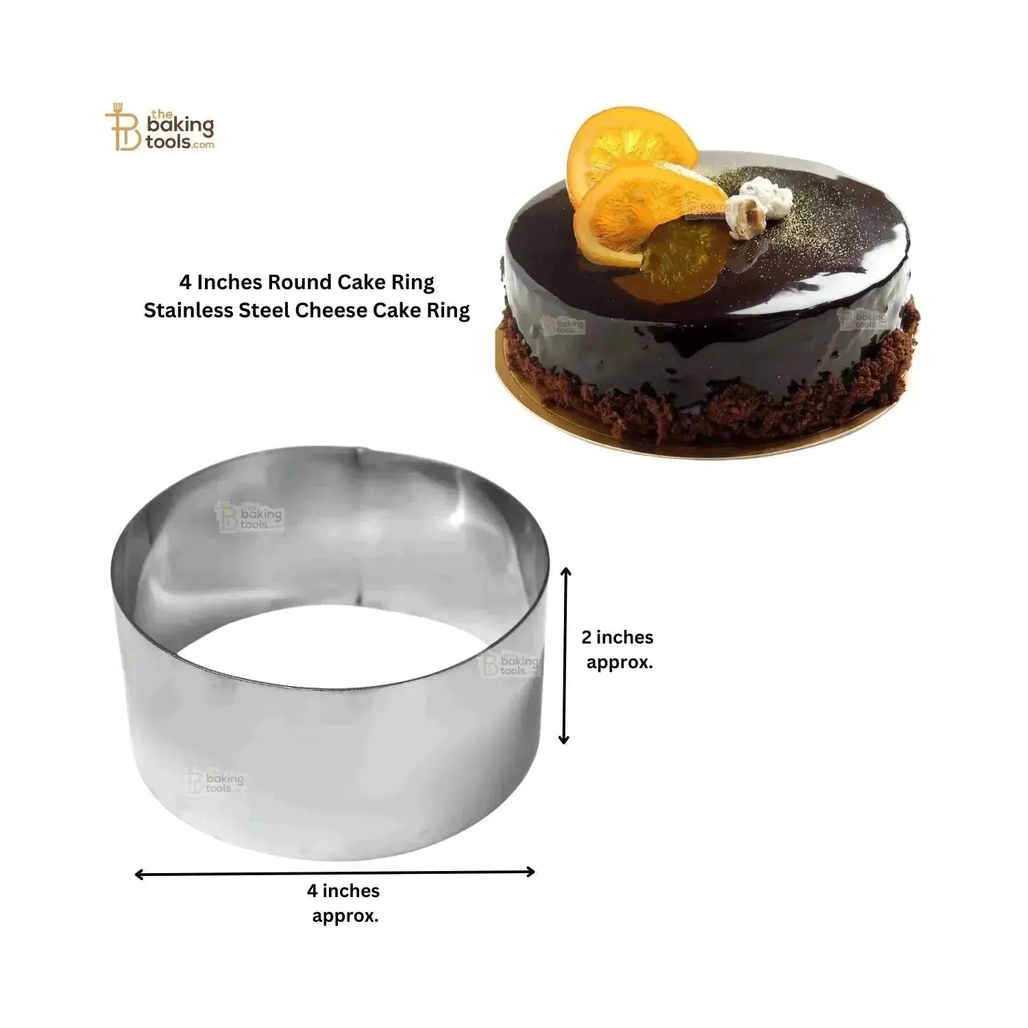 4 Inches Round Cake Ring Stainless Steel Cheese Cake Ring - thebakingtools.com
