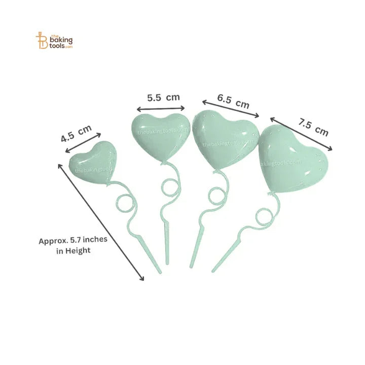 4 Pcs LIght Blue Heart Shape Spring Cake Topper Valentine's Cake Topper
