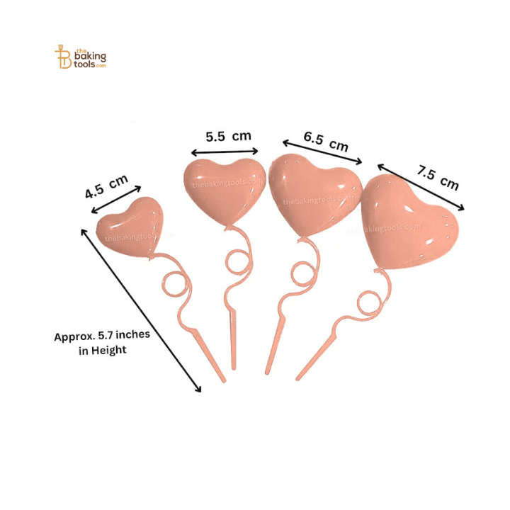 4 Pcs Peach Heart Shape Spring Cake Topper Valentine's Cake Topper