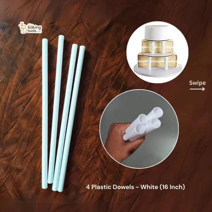 4 Plastic Dowels - White (16 Inch) - thebakingtools.com