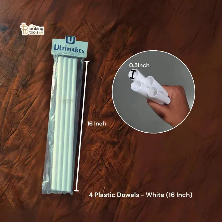 4 Plastic Dowels - White (16 Inch) - thebakingtools.com