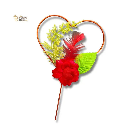 Handmade Heart Shape Floral Cake Topper – Red - thebakingtools.com
