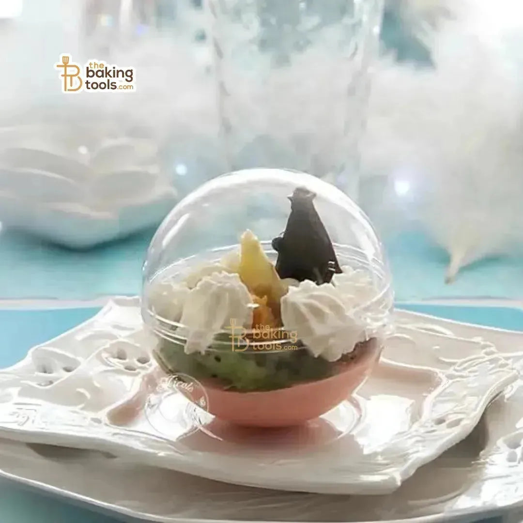 4 Inches Clear Acrylic Ball For Cake & Desert Presentation Globe Mousse Tub (Pack of 10) - thebakingtools.com