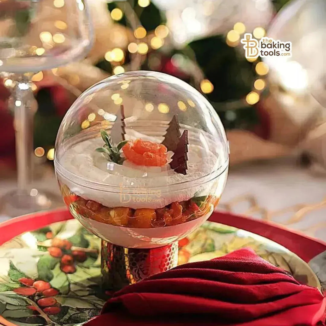 4 Inches Clear Acrylic Ball For Cake & Desert Presentation Globe Mousse Tub (Pack of 10) - thebakingtools.com