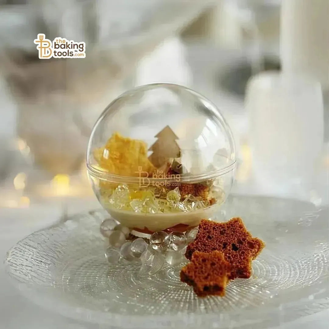 4 Inches Clear Acrylic Ball For Cake & Desert Presentation Globe Mousse Tub (Pack of 10) - thebakingtools.com