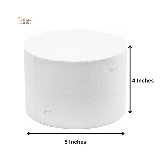 5-Inch Round Styrofoam Cake Dummy with dimensions shown
