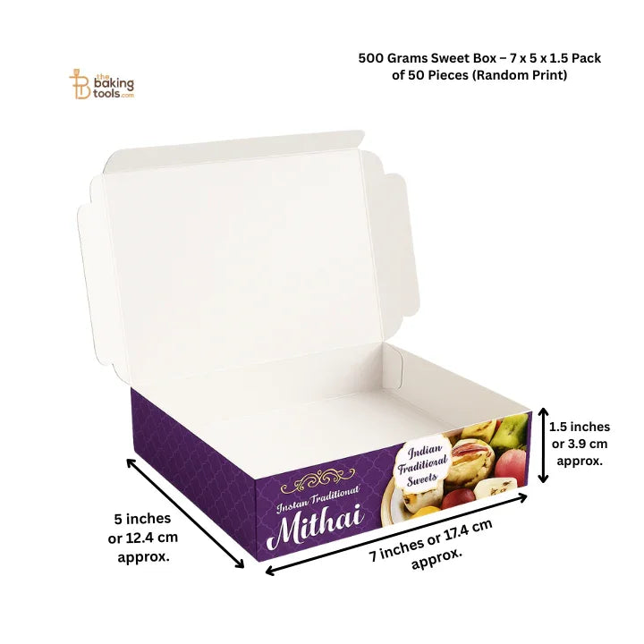 500 Grams sweet box with dimensions