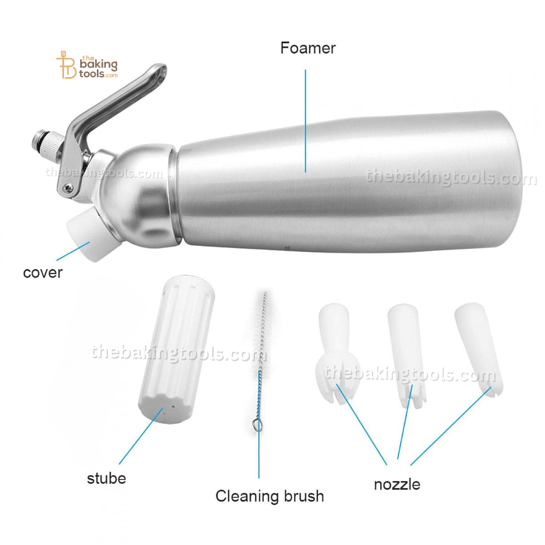 500ml Cream Whipper with Three Nozzles | Whipped Cream Dispenser _ the baking tools