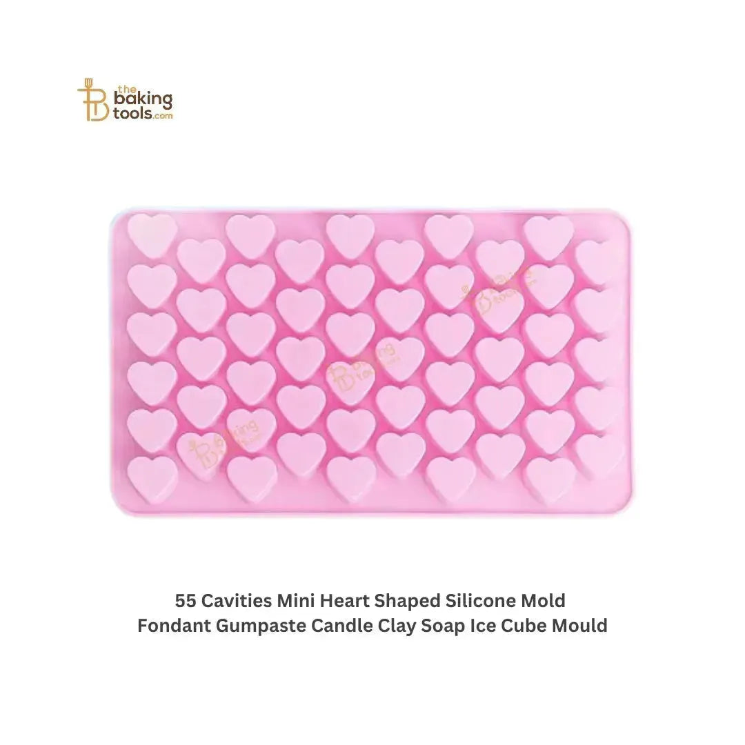 55 Cavity Mini Heart Silicone Mould Chocolate Fondant Candle Mold - thebakingtools.com