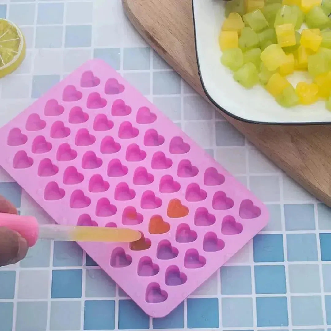 55 Cavity Mini Heart Silicone Mould Chocolate Fondant Candle Mold - thebakingtools.com