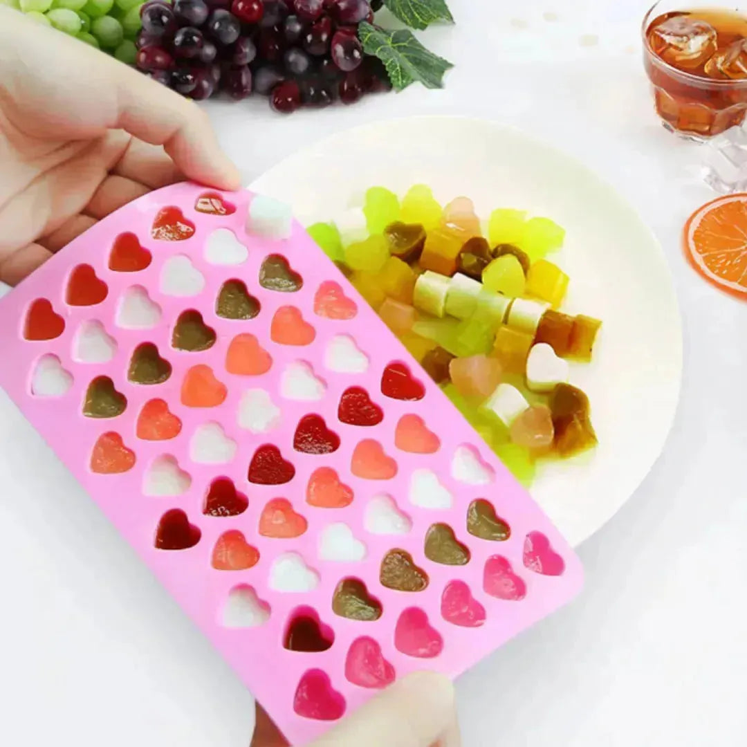 55 Cavity Mini Heart Silicone Mould Chocolate Fondant Candle Mold - thebakingtools.com