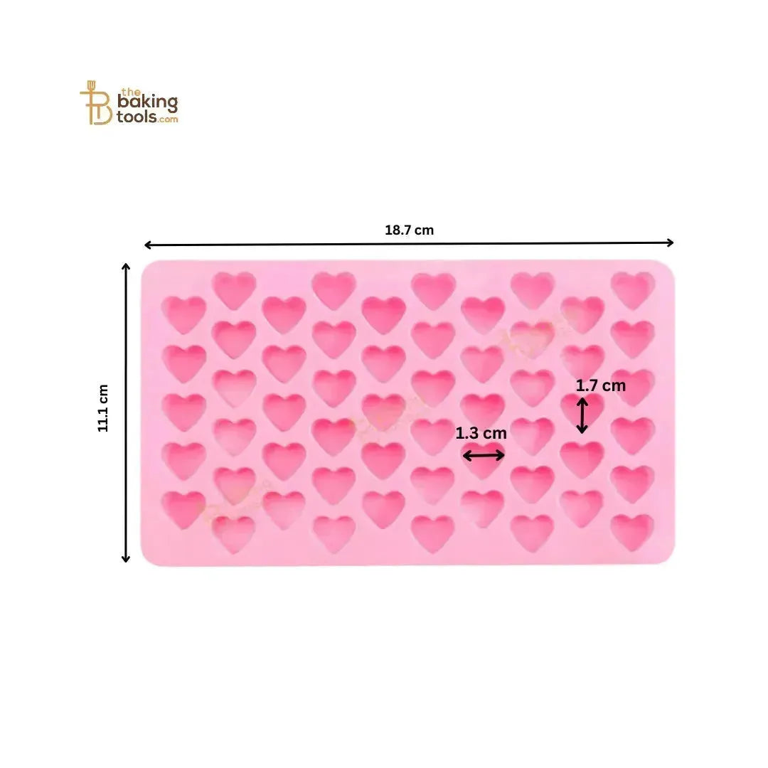 55 Cavity Mini Heart Silicone Mould Chocolate Fondant Candle Mold - thebakingtools.com