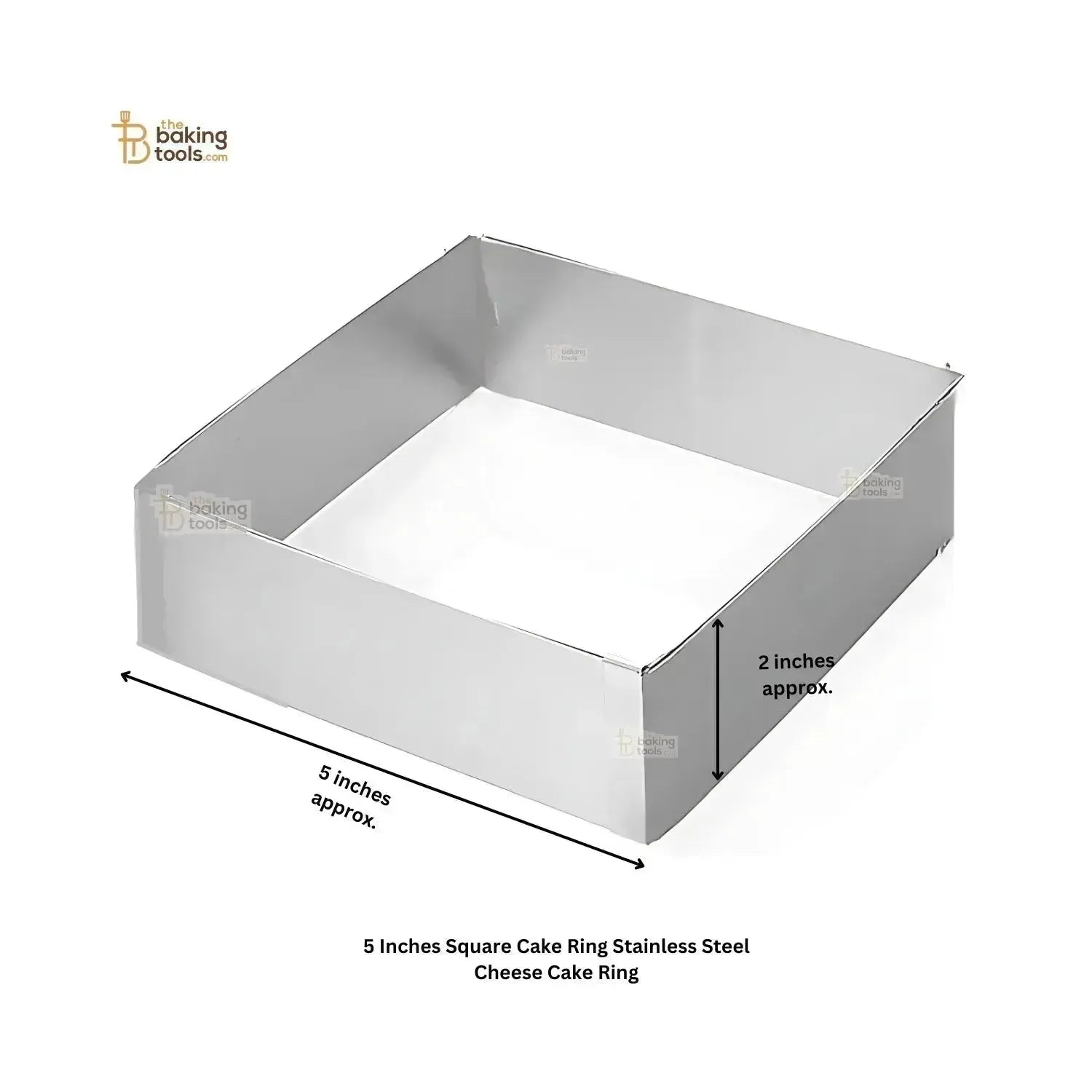 5 Inches Square Cake Ring Stainless Steel Cheese Cake Ring - thebakingtools.com