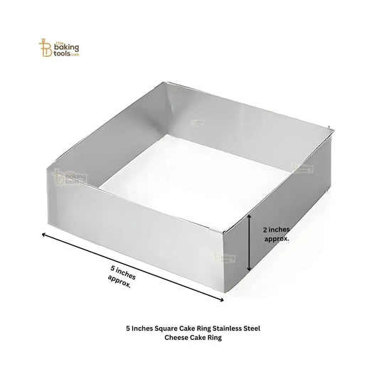 5 Inches Square Cake Ring Stainless Steel Cheese Cake Ring - thebakingtools.com