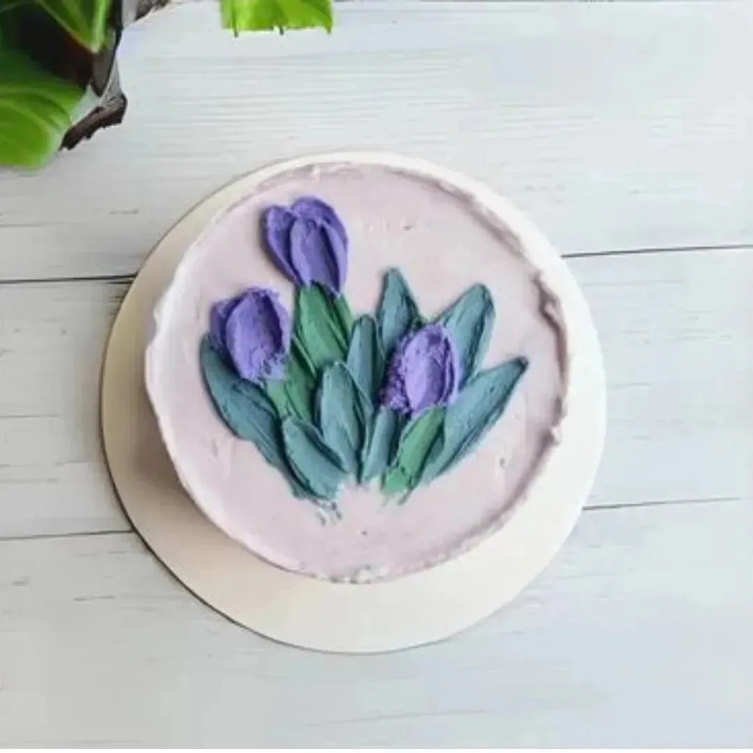 5 Pcs Plastic Palette Knife Set For Making Flowers On Cake & 3D Plaster Of Paris Texture Paste Flowers - thebakingtools.com
