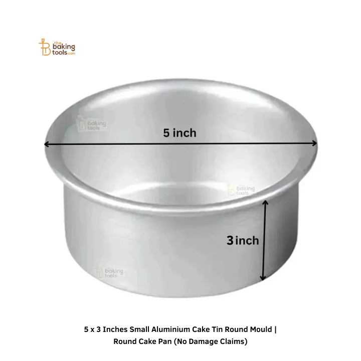 5 x 3 Inches Small Aluminium Cake Tin Round Mould | Round Cake Pan (No Damage Claims)
