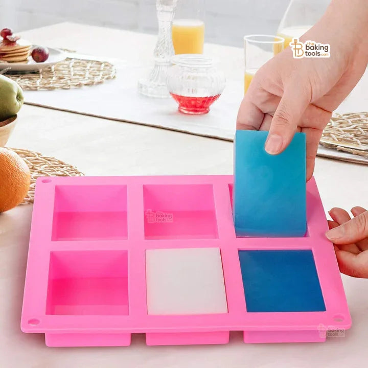 6-Cavity Rectangle Silicone Mould – 5.8×8.1×2.4 cm Cavities – For Brownies, Mini Cakes & Soap Bars