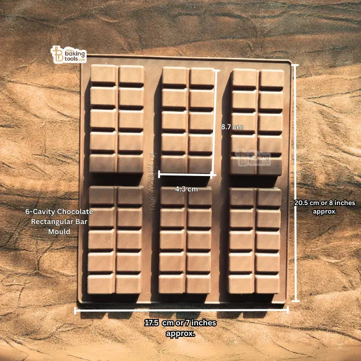 6-Cavity Rectangular Chocolate Bar Silicon Chocolate Mould