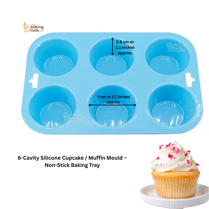 6-Cavity Silicone Cupcake / Muffin Mould – Non-Stick Baking Tray