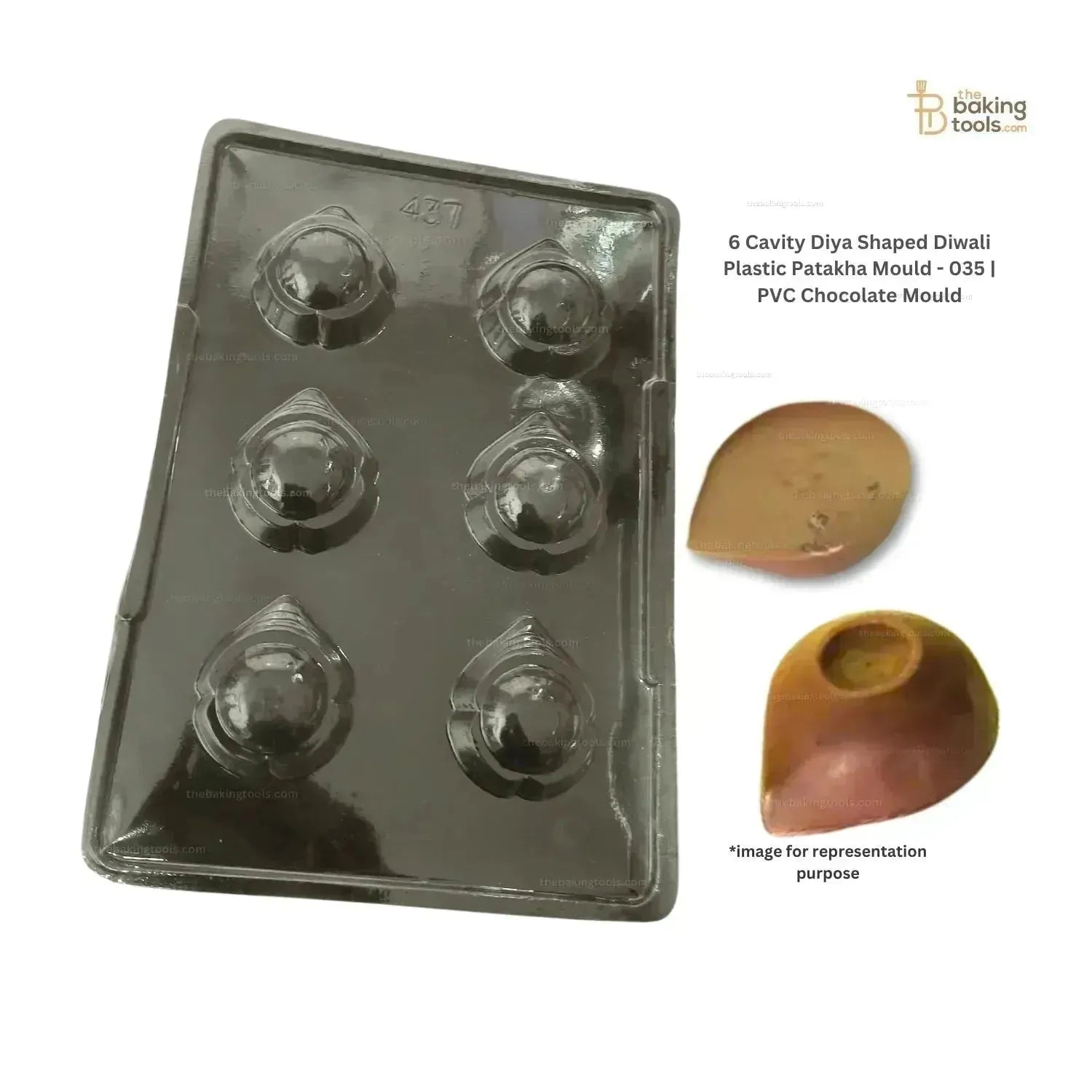 6 Cavity Diya Shaped Diwali Plastic Patakha Mould - 036 | PVC Chocolate Mould - thebakingtools.com