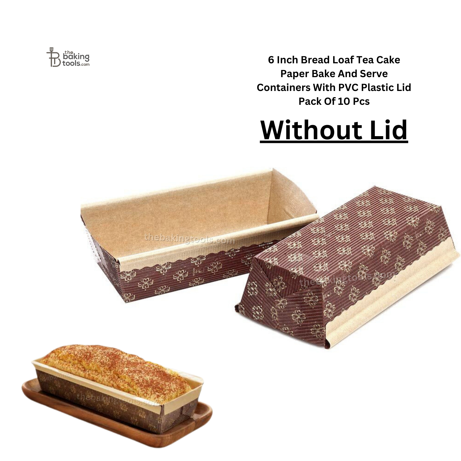 6 Inch Bread Loaf Tea Cake Paper Bake And Serve Containers With PVC Plastic Lid - Pack Of 10 Pcs - thebakingtools.com