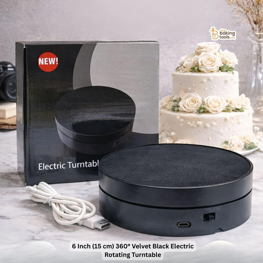 6 Inch Electric Rotating Cake Stand Turntable 360 Degree, Black