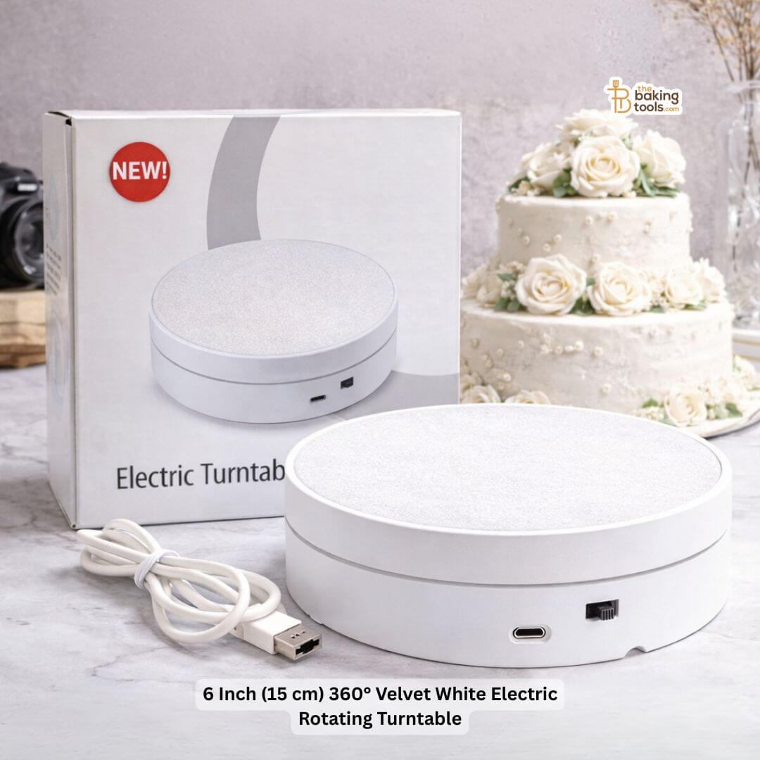 6 Inch Electric Rotating Cake Stand Turntable 360 Degree, White