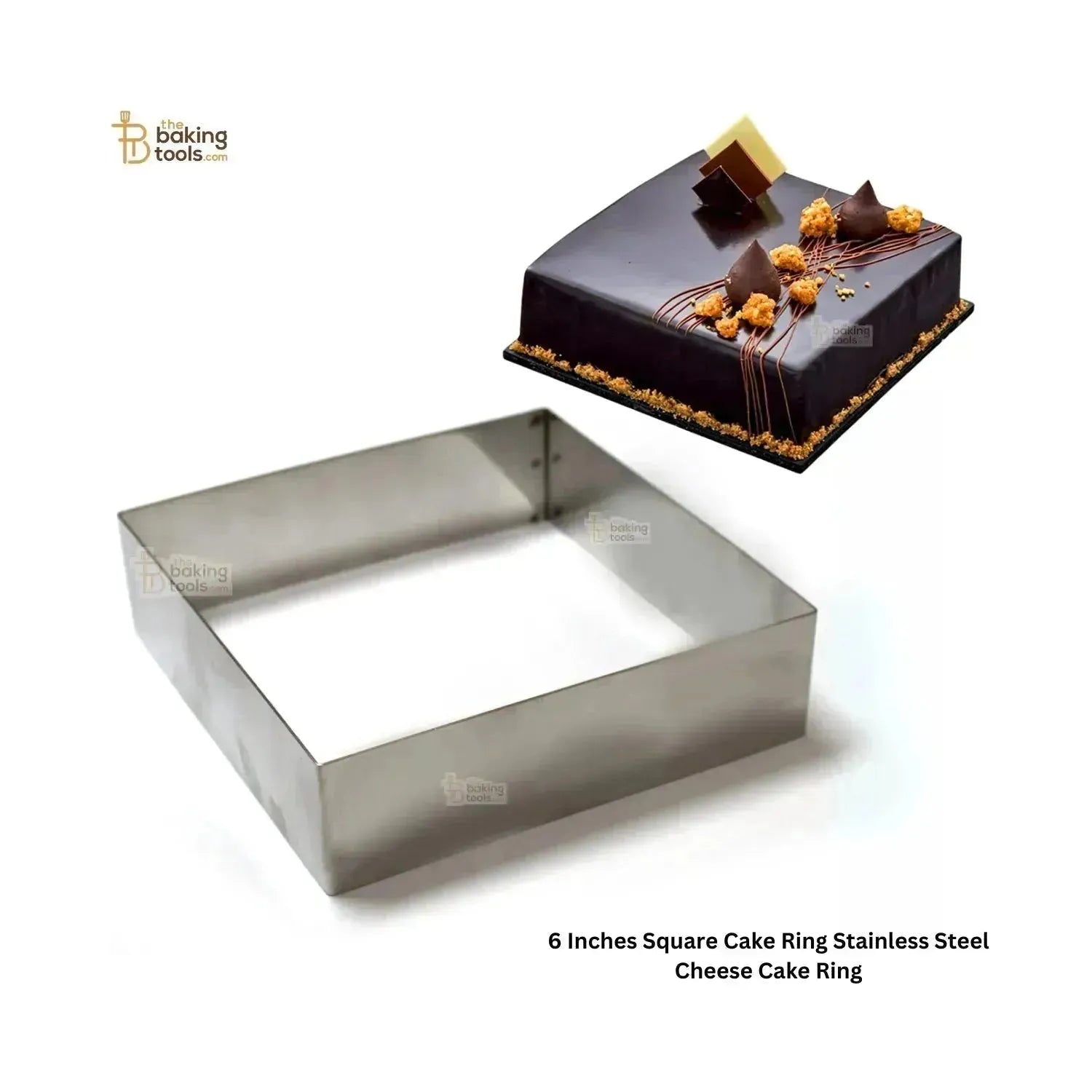 6 Inches Square Cake Ring Stainless Steel Cheese Cake Ring - thebakingtools.com