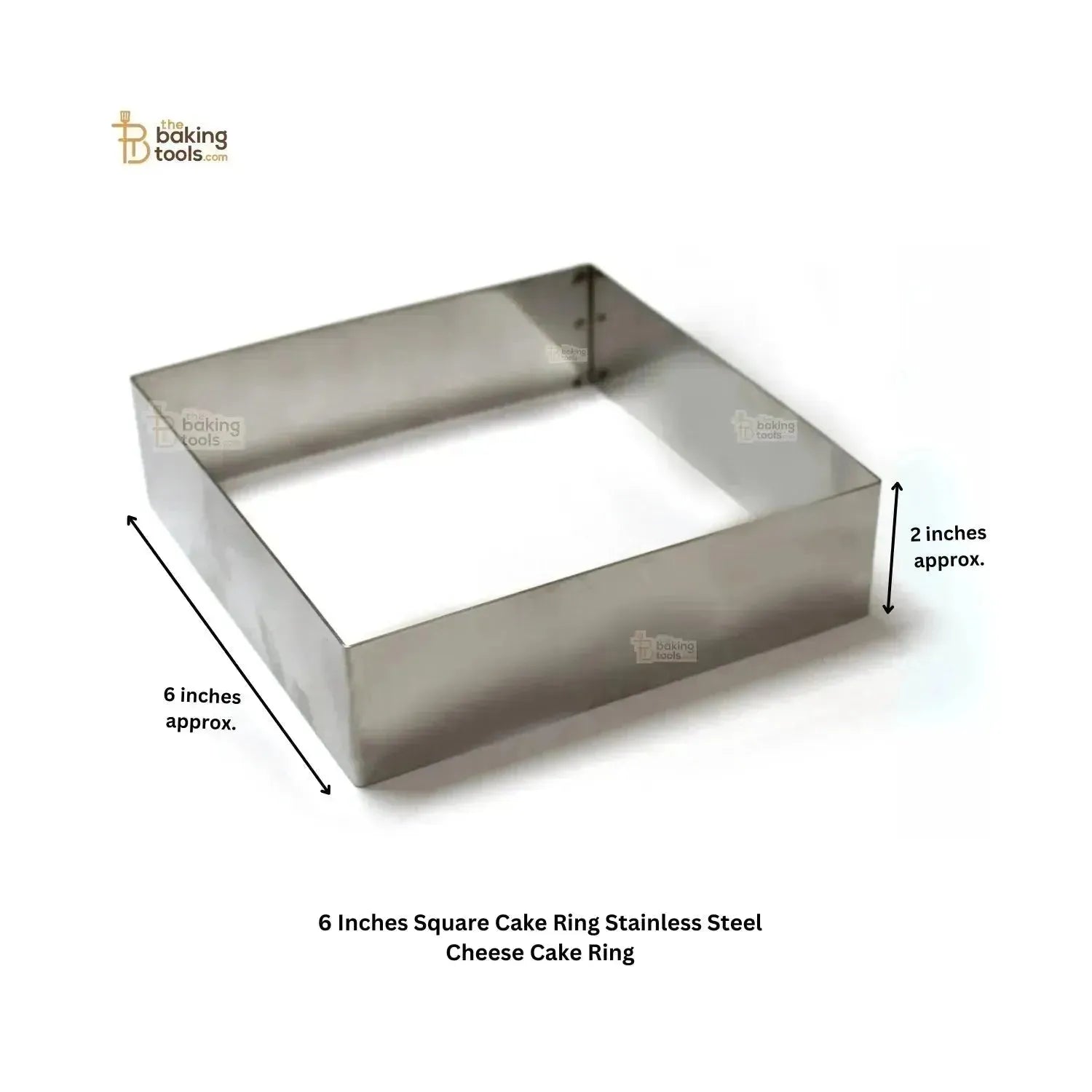 6 Inches Square Cake Ring Stainless Steel Cheese Cake Ring - thebakingtools.com