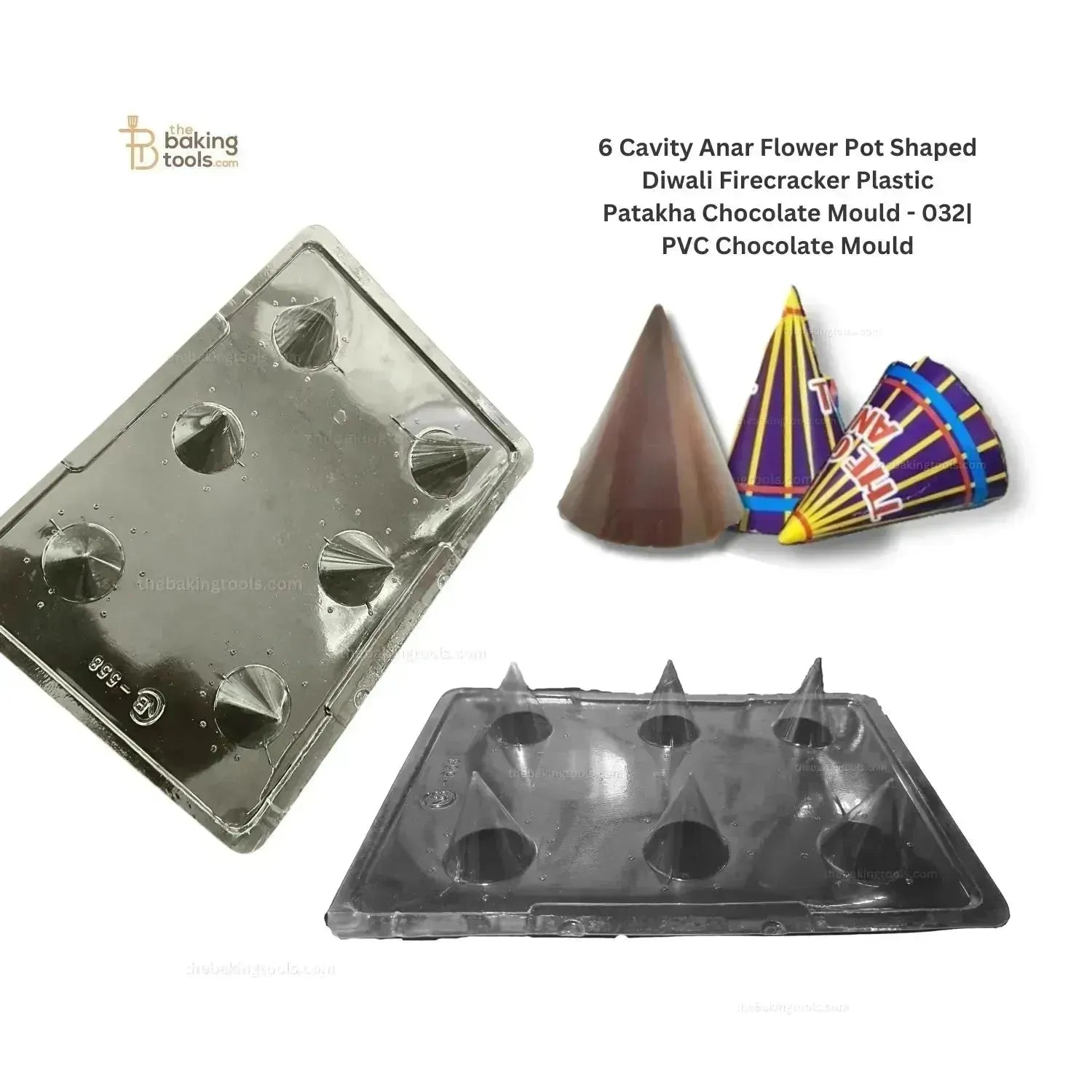 6 Cavity Anar Flower Pot Shaped Diwali Firecracker Plastic Patakha Chocolate Mould - 032 | PVC Chocolate Mould - thebakingtools.com