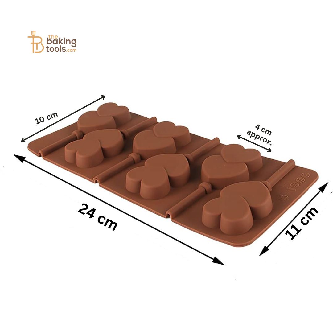 6 Cavity Double Heart Lollipop Silicone Chocolate Mould