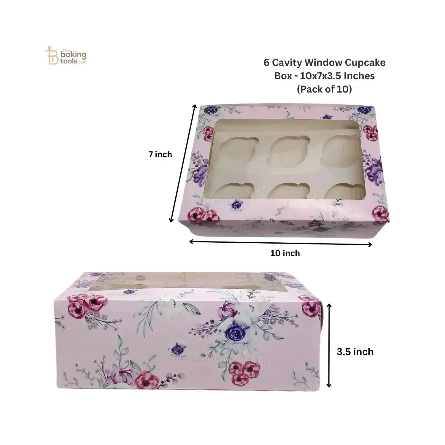6 Cavity Window Cupcake Box - 10x7x3.5 Inches (Pack of 10) - thebakingtools.com