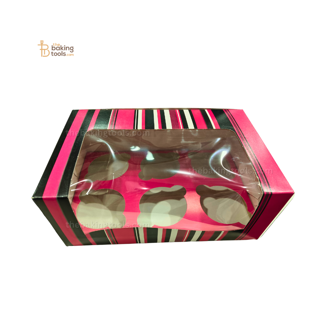 6 Cavity Window Cupcake Box - 9x6x3.5 Inches (Pack of 10) _ the baking tools