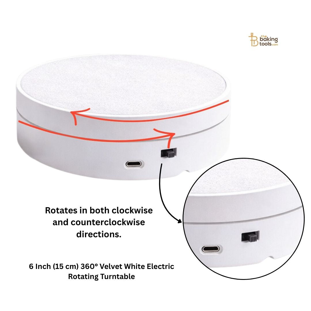 6 Inch Electric Rotating Cake Stand Turntable 360 Degree, White