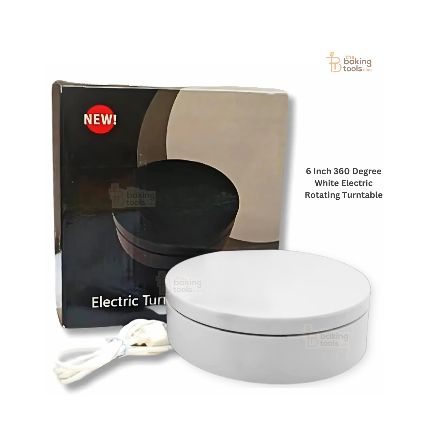 6 Inch 360 Degree White Electric Rotating Turntable _ the baking tools