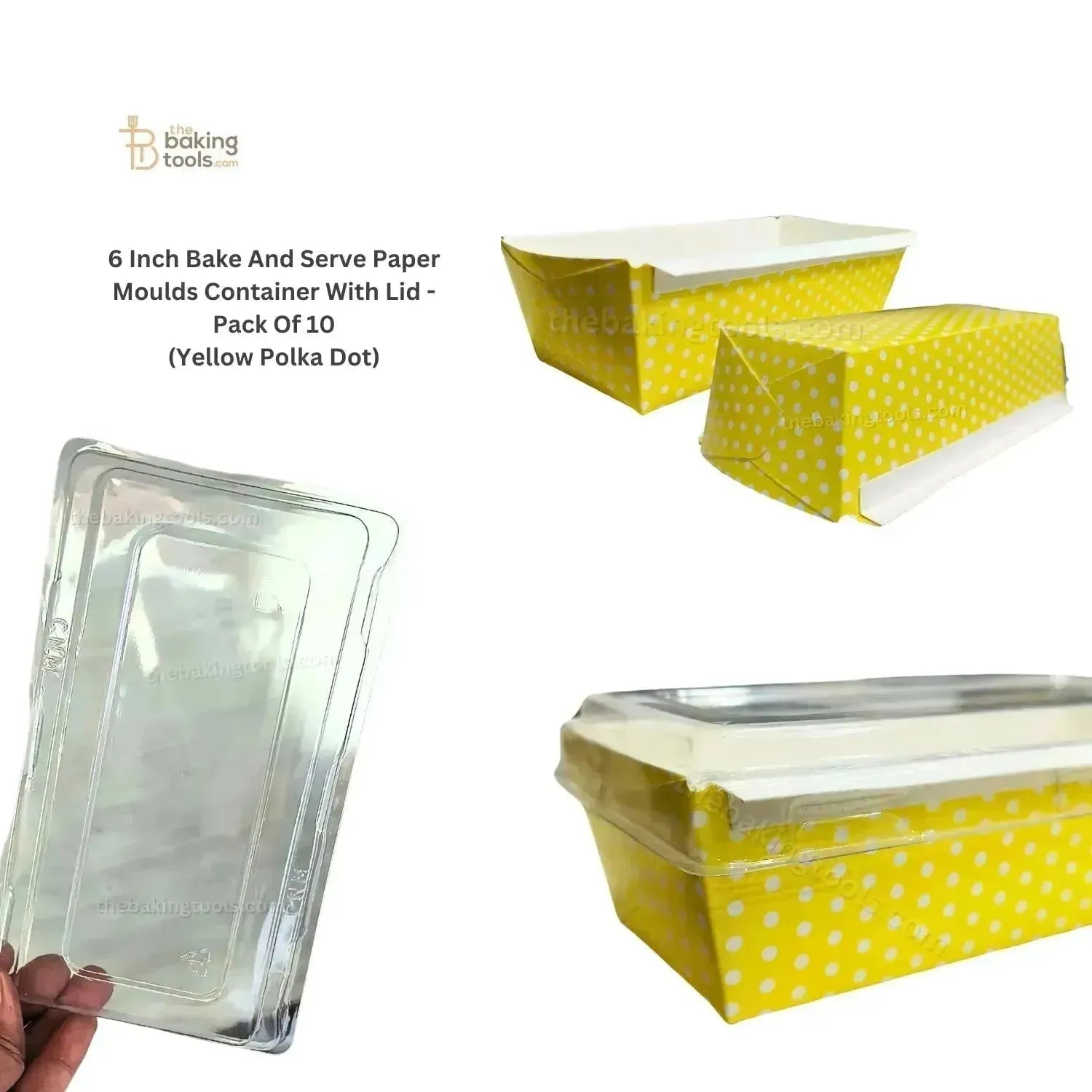 6 Inch Polka Dot Yellow Bake And Serve Paper Moulds Plump Loaf Direct Baking Container - Pack of 10 - thebakingtools.com